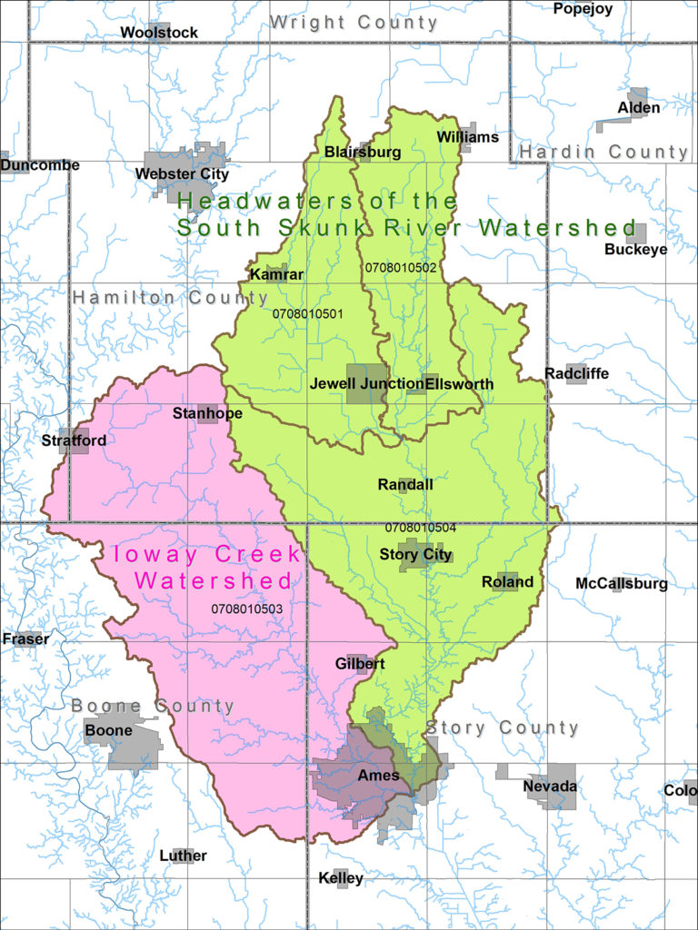 Headwaters of the South Skunk and Ioway Creek Watersheds Map